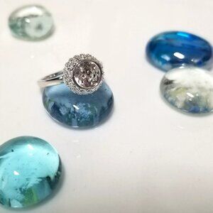 Authentic Swarovski Crystal FLIRT Ring Silver 52 Cluster Crystal & Center Stone